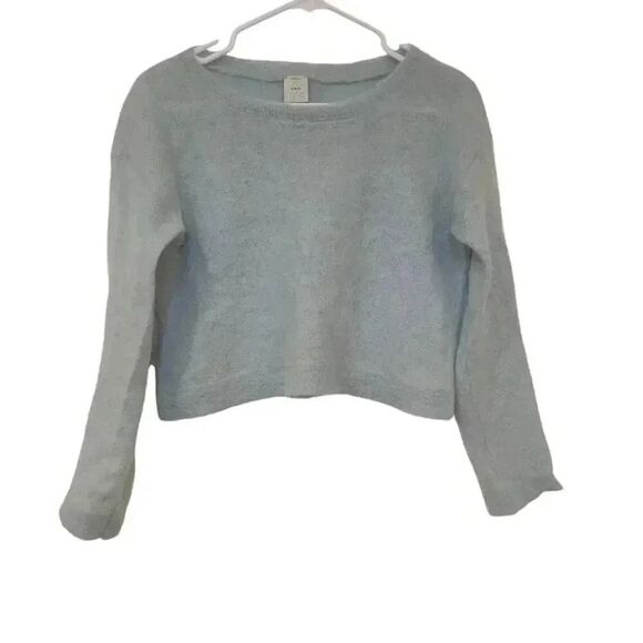 Pinko Tag Women's Blue Mohair/Alpaca/Poly Knit Cropped Crewneck Long Sleeve Swea - Picture 1 of 11